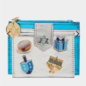 NWT! Betsey Johnson Hanukkah Silver and Blue Wallet with Charms